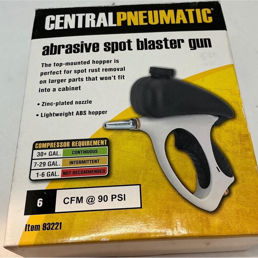 Central Pneumatic Abrasive Spot Blaster Gun Rust Removal Tool‎ 93221 Gray/Black